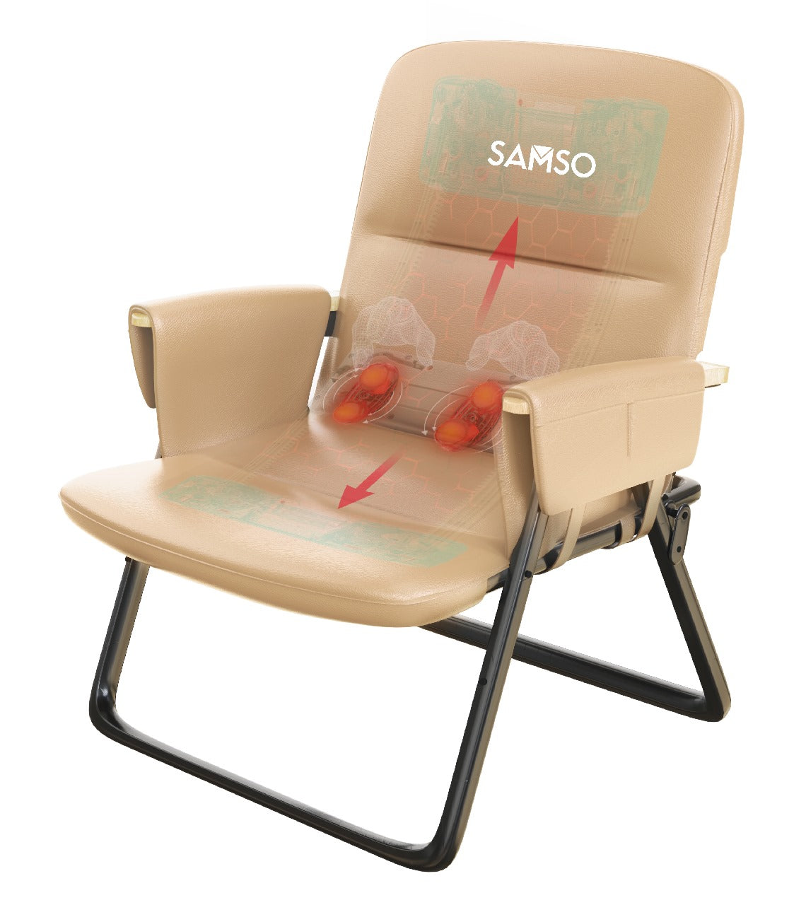 SAMSO M-Chair Foldable Massage Chair, Compact and Portable, Kneading Massage for Relaxation, Spot or Shiatsu Massage for Neck, Upper Back, Lower Back and Thighs