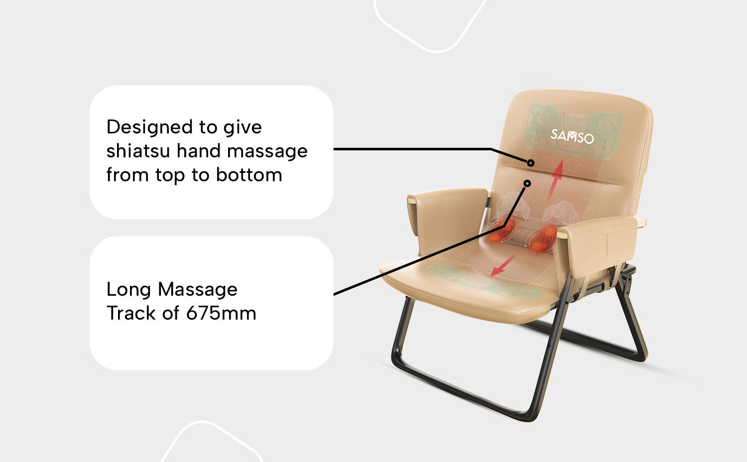 SAMSO M-Chair Foldable Massage Chair, Compact and Portable, Kneading Massage for Relaxation, Spot or Shiatsu Massage for Neck, Upper Back, Lower Back and Thighs