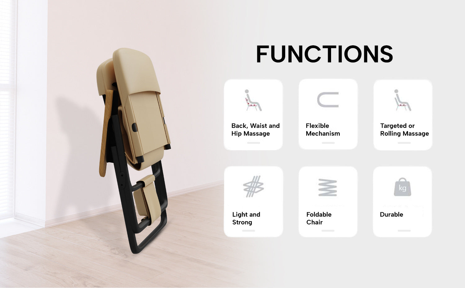 SAMSO M-Chair Foldable Massage Chair, Compact and Portable, Kneading Massage for Relaxation, Spot or Shiatsu Massage for Neck, Upper Back, Lower Back and Thighs